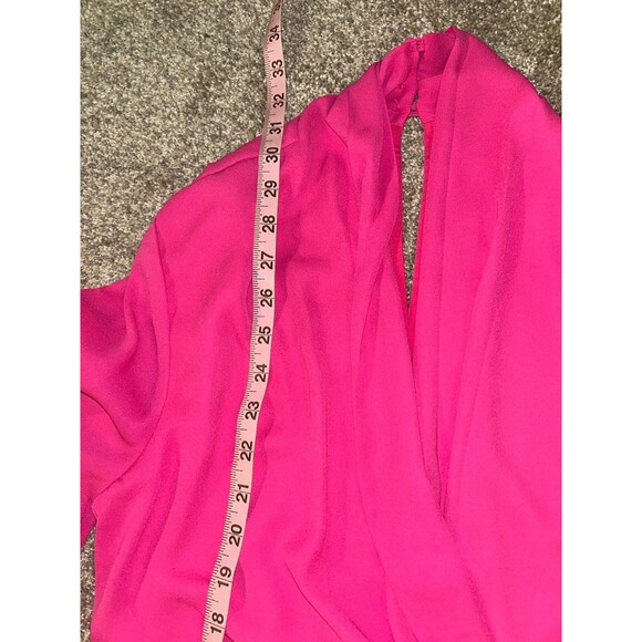 Superdown Hot Pink Long Sleeve Romper Deep V Festival Concert M - Picture 3 of 6